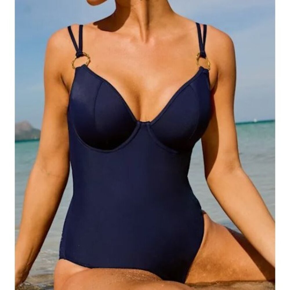 Bravissimo Amalfi One Piece Swimsuit Size 32 I NWT Underwire No Padded Plunge
